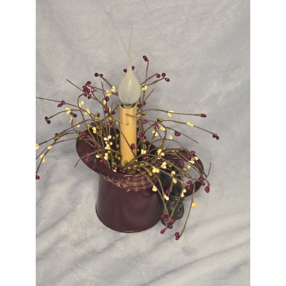 Rustic Metal Pitcher Lamp Electric Candle Silicone Dipped Bulb Pip Berry